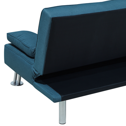 Sofa Bed Blue 3 Seater Drop Down Table Click Clack Beliani