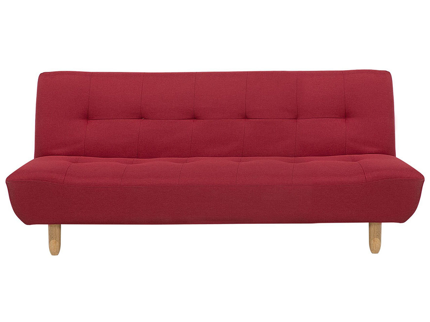 Sofa Red Fabric Upholstery Light Wood Legs 3 Seater Scandinavian Style Beliani