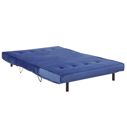 Sofa Bed Navy Blue Velvet 2 Seater Fold-Out Sleeper Armless With 2 Cushions Metal Gold Legs Glamour Beliani