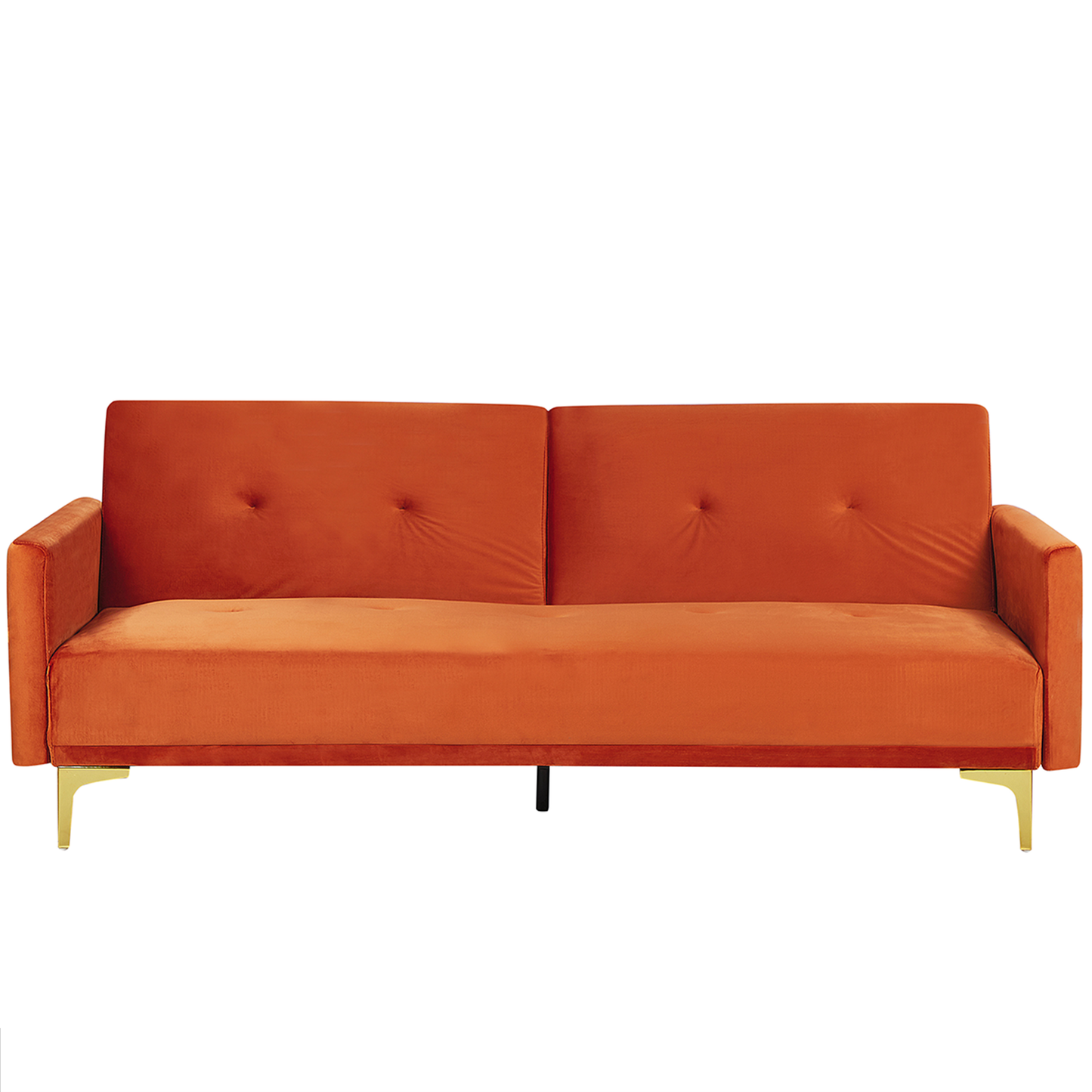 Sofa Bed Orange Velvet 3 Seater Buttoned Seat Click Clack Traditional Living Room Beliani