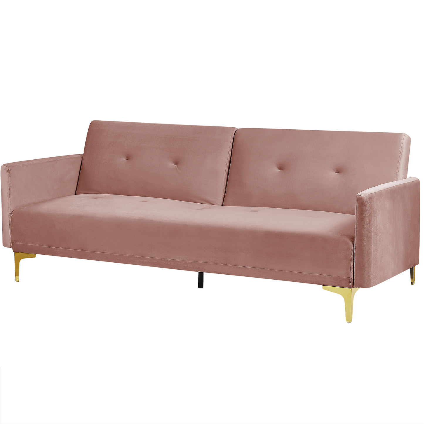 Sofa Bed Pink Velvet 3 Seater Buttoned Seat Click Clack Traditional Living Room Beliani
