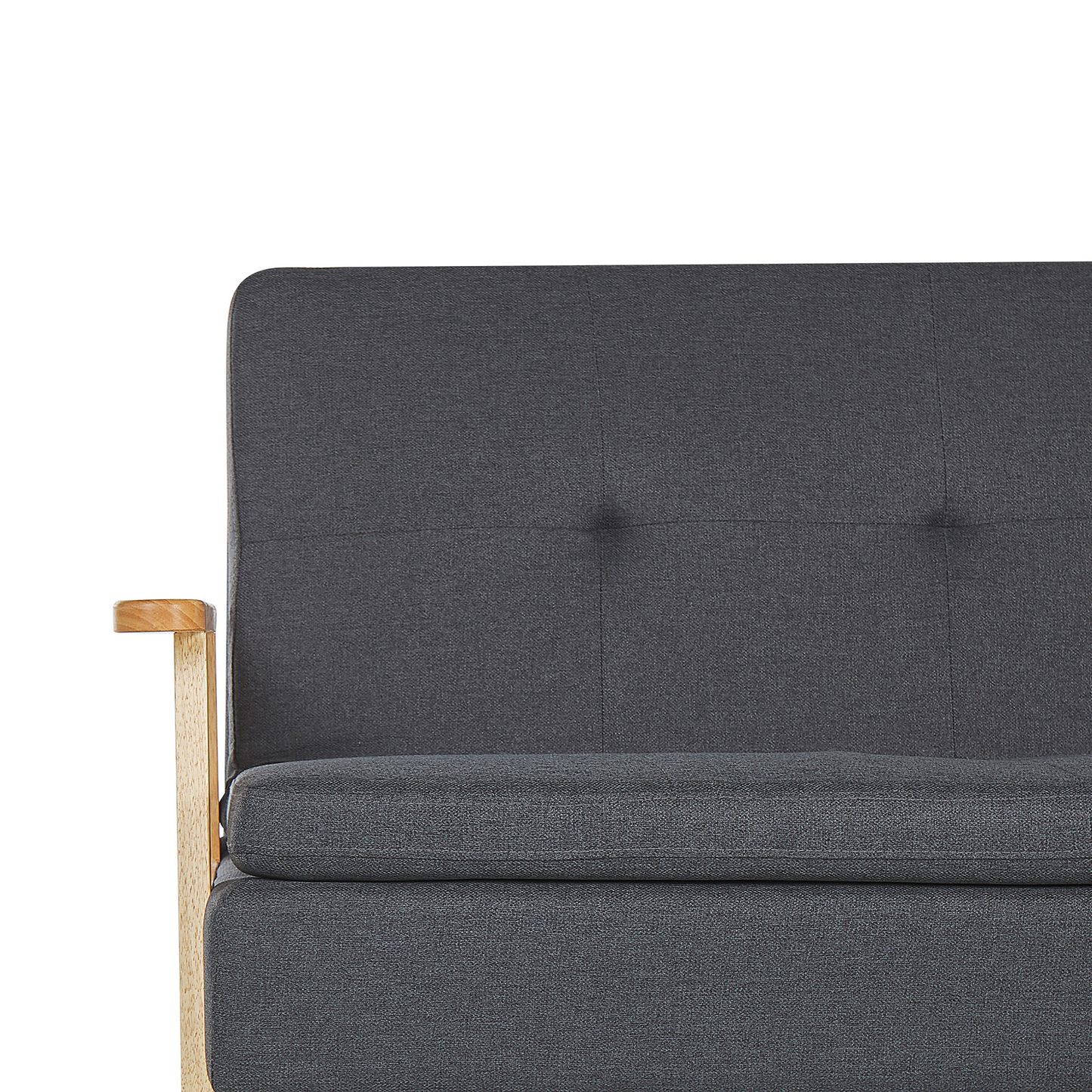 Sofa Bed Grey Fabric Upholstered 3 Seater Click Clack Bed Wooden Frame and Armrests Beliani