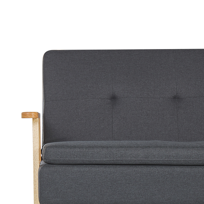 Sofa Bed Grey Fabric Upholstered 3 Seater Click Clack Bed Wooden Frame and Armrests Beliani