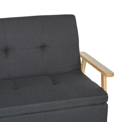Sofa Bed Grey Fabric Upholstered 3 Seater Click Clack Bed Wooden Frame and Armrests Beliani