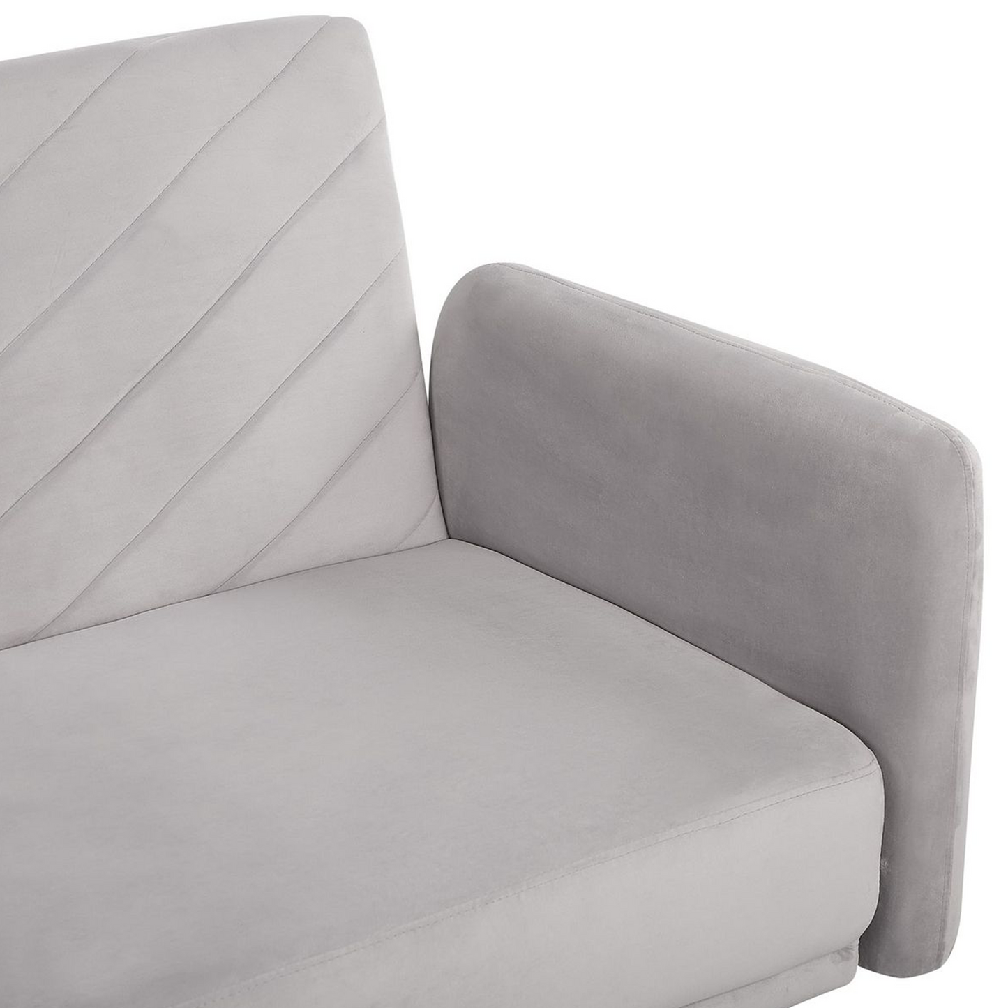 Sofa Bed Light Grey Velvet Fabric Modern Living Room 3 Seater Wooden Legs Track Arm Beliani