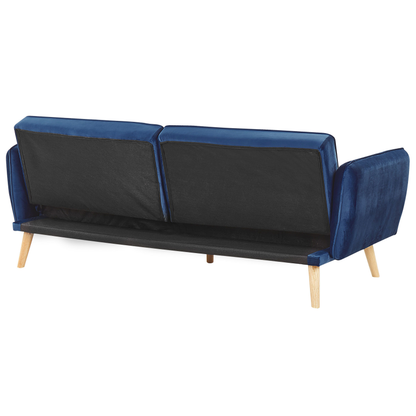Sofa Bed Navy Blue Velvet Upholstered Convertible Couch Modern Design Buttoned Backrest  Beliani